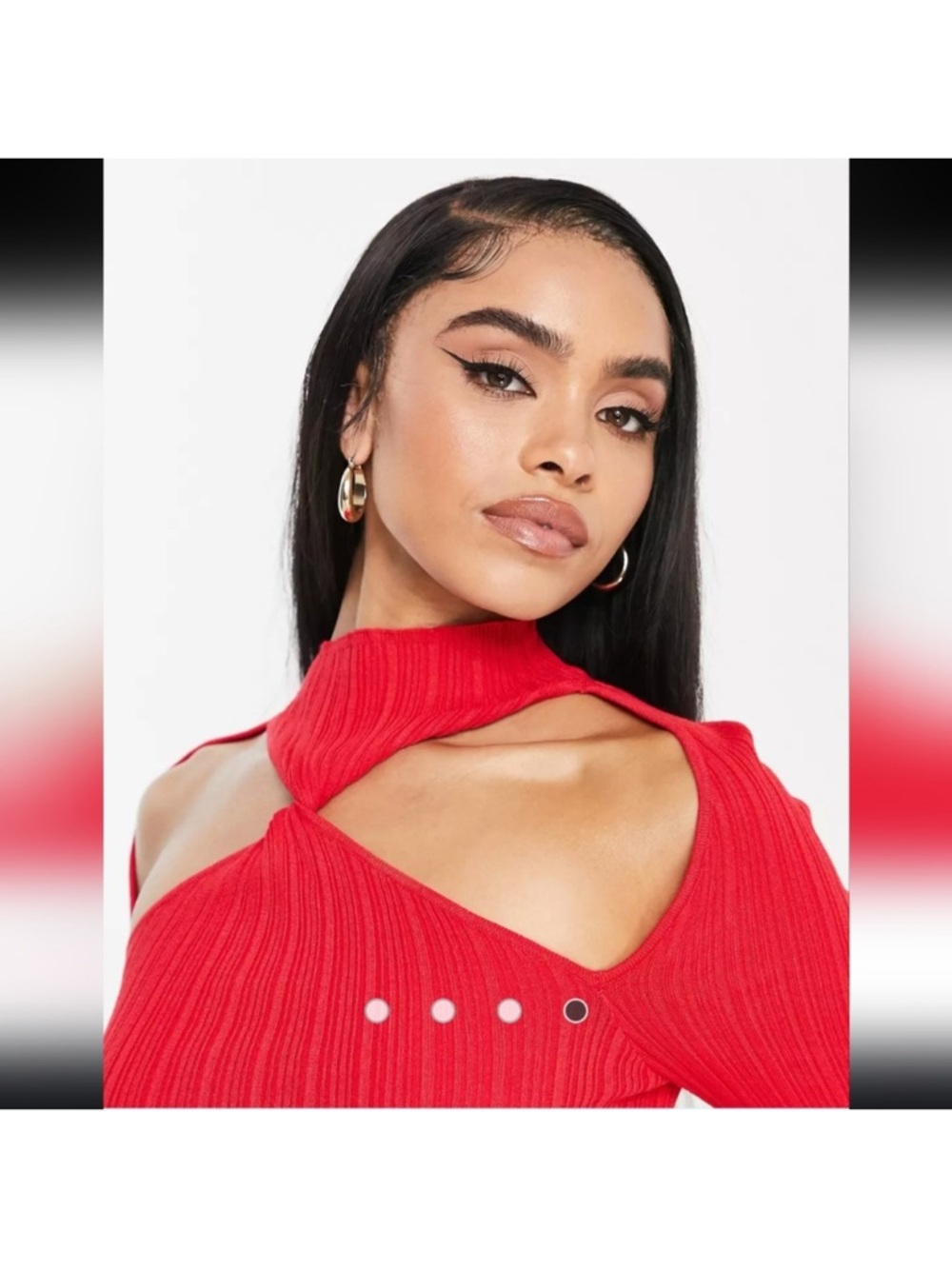 ASOS Red Ribbed Cutout Mini Dress - Picture 4 of 10